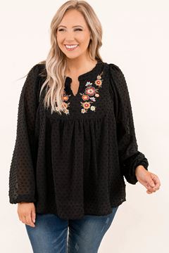 Immagine di PLUS SIZE EMBROIDERED SWISS DOT TEXTURE BLOUSE
